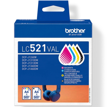 Comprar Conjunto 4 Tinteiros Brother Originais LC521 (LC521VAL) - em Onbit